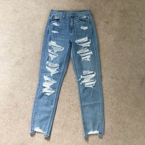 Distressed mom jeans